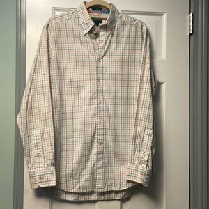 Lilly Pulitzer via Palm Beach, S white shirt w/blue, pink , Kelly green strips